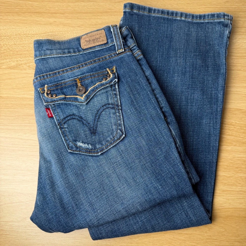 VTG Levis 515 Womens Bootcut Jeans 4 Studded Flap Pocket Western Cowgirl Boho‎